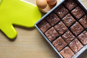 Homemade dark chocolate fudge brownies cake.