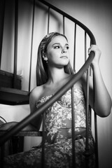 Portrait of a Girl on a Stair. 