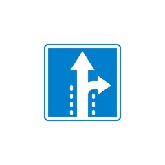 Fototapeta premium Turn right or continue straight ahead flat icon