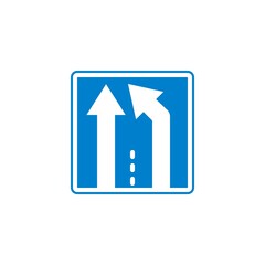Road narrows traffic sign flat icon