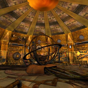3d illustration of an fantasy steampunk background