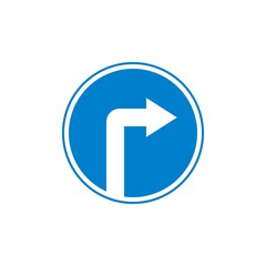 Turn right ahead traffic sign flat icon