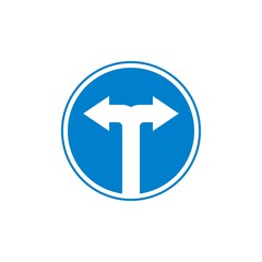Turn left or right traffic sign flat icon
