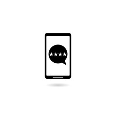 Smartphone review reputation icon with shadow