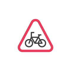 Bicycle road sign flat icon