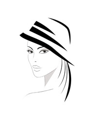Logo of the woman in hat with long hair