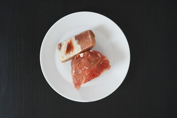 Raw meat on a plate