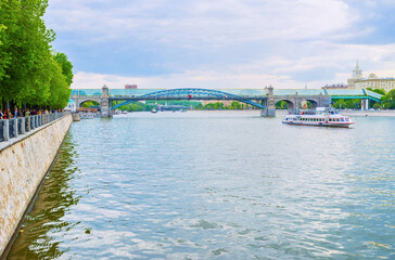 The pedestrian  Pushkin Bridge in Moscow