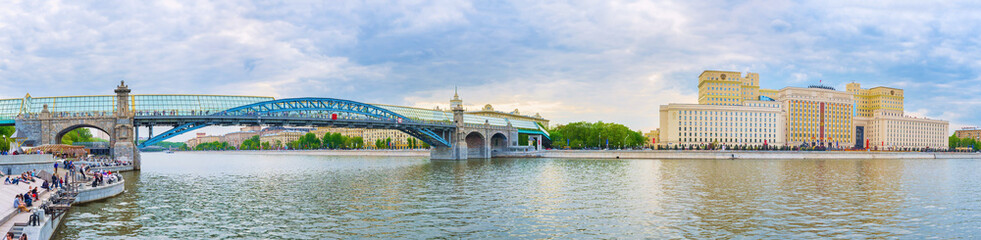Panorama of Moskva River embankment, Moscow