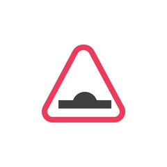 Hump ahead warning sign flat icon