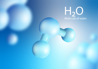 3D shape of the water molecule H2O is a chemical symbol. Floating in the air. Vector illustration chemistry.