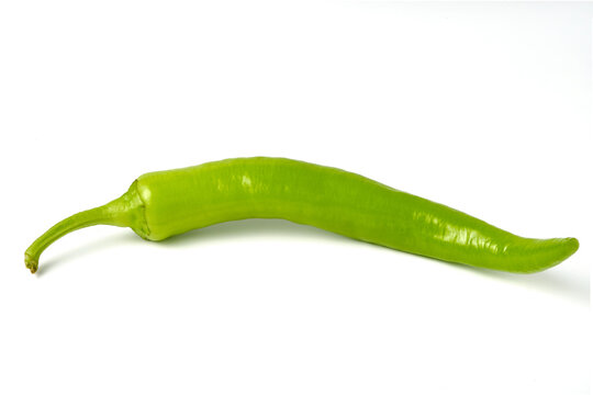 Fresh Ripe Green Hot Pepper Isolated On White.