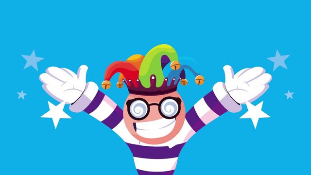 funny clown wearing jester hat