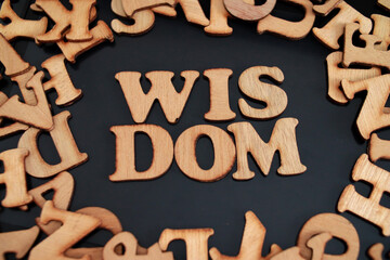 Wisdom, text words typography written on wooden, life and business motivational inspirational