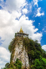 Bhuddist pagoda on top of the cliff at Khao Na Nai Luang Park, Surat Thani, Thailand
