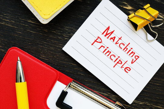 Business concept meaning Matching Principle with phrase on the piece of paper.