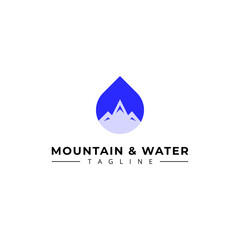 simple mountain logo with water drops