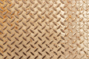 Metal sheet old foot pad with rust