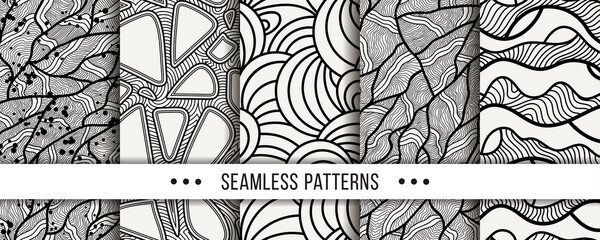 Set of Abstract Seamless Pattern. Collection of elegant patterns for all occasions