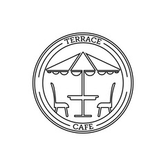 Terrace cafe logo line art vector illustration design