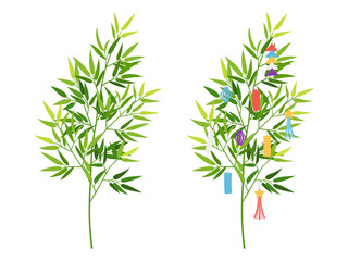 笹（飾りなし／七夕飾り付き）
