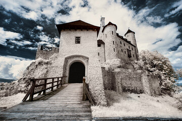 Old historic castle. Infrared photo.