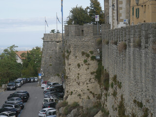 San Marino, the Walls that surround the old town. Panorama from the top of the towers and bulwarks...