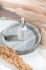 mockup of beauty fashion cosmetic makeup bottle serum dropper product with skincare healthcare concept on background