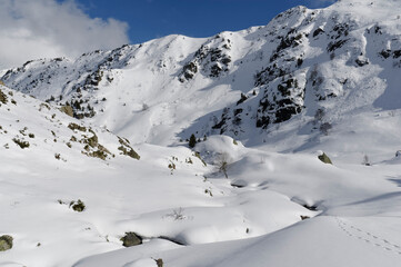 Snowy sceneries in Eastern Pyrenees Mountains