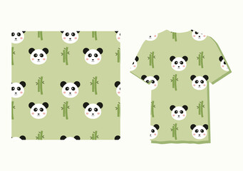 Cute Character Panda Animal Seamless Patterns Can Be Used as Designs On Clothes, Wallpapers, Backgrounds. Vector Illustration
