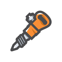 Jackhammer Construction equipment Vector icon Cartoon illustration