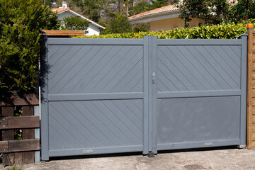Aluminum modern style home double grey gate portal of suburb door house