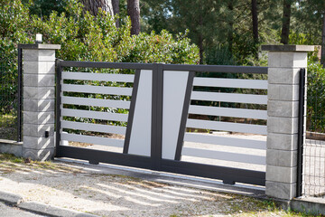 Aluminum sliding modern design grey white portal of suburb garden door slide house