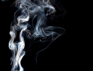 Smoke isolated on black background.
