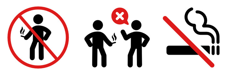 No smoking symbol icons sign set illustration on white background.