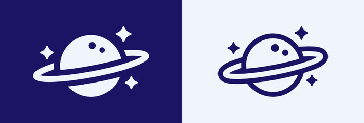 Space planet flat vector icons isolated illustration.