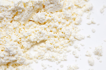 Fresh milk curd as background.