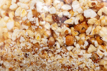 Fototapeta na wymiar Popcorn in a plastic bag as a background.