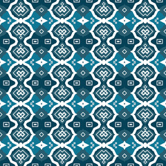 Seamless ethnic pattern in blue and white colors. Original ornament. Chinese themes