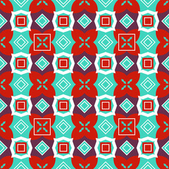 Seamless ethnic pattern in red and blue colors. Original ornament