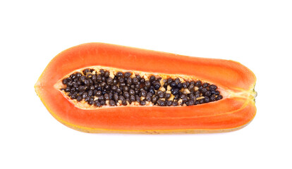 slices of sweet papaya on white background