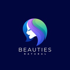 Vector Logo Illustration Beauties Gradient Colorful Style.