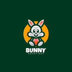 Vector Logo Illustration Bunny Simple Mascot Style.