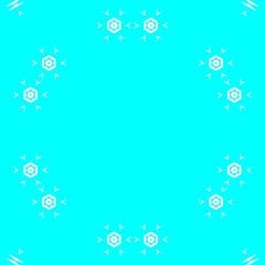 Abstract kaleidoscope background. Kaleidoscope texture in white color isolated on beautiful bright blue background. Unique kaleidoscope design.