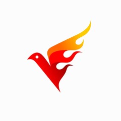 Bird with fire vector, Bird fire logo