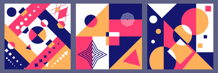 Abstract geometric covers set. Trendy minimalist flat vector design