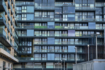 Modern glass residential building of apartment complex ofOne Beacon, Beacon Court, Sandyford, Dublin, Ireland