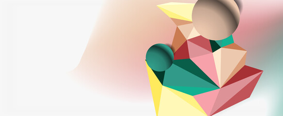 Trendy 3d geometric composition, design template for business or technology presentation, internet poster or web brochure cover