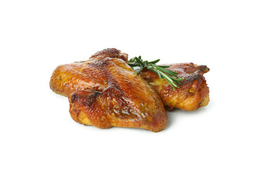 Baked chicken wings isolated on white background