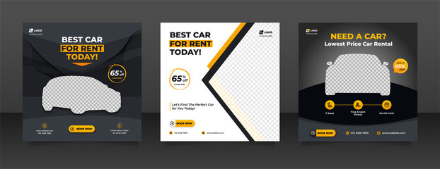 Car rental promotion social media post banner template
